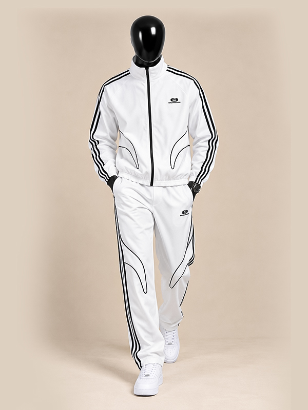 1 White Triple-Stripe Tracksuit Set
